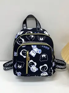 Black Bear Print Classic Portable Backpack School Bag Alphabet print shoulder strap For Teen Girls, Women,College Students, Perfect for Middle School, High School, College, Outdoors, Work, Travel, Back to School