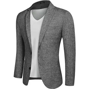 COOFANDY Fabric Menswear Casual Blazer Sport Coat Lightweight Two Button Business Jackets Soft Stylish Suit Fashion Linen Pocket Slim Fit Stretch Long Sleeve Plain