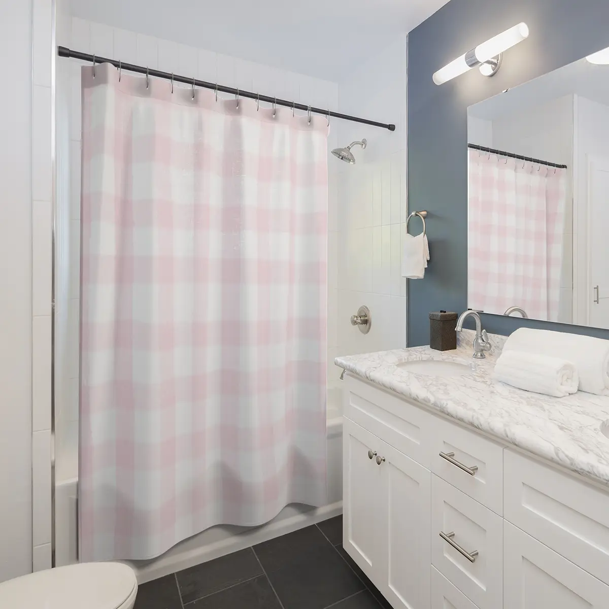 Pink Gingham Shower Curtains