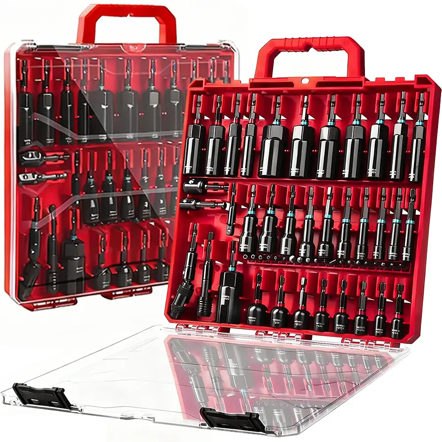 Magnetic Nut Driver Set,  Metric & SAE with Socket Adapters Socket Set, Impact Bit Set, Deep Nut Set, Impact Socket Adapters, Wing Nut , Bit Extension, 1/4 Quick Change springtok Power Bits toolbox screwdriver set