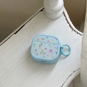 Summer Fresh Gradient Blue Heart Earphone Case with Loop, Compatible with AirPods Pro 3, New AirPods Pro 2, Cute Apple AirPods 4, Simple AirPods 3, Unique Design