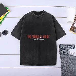 Scarface "The World Is Yours" Quote & Signature Retro Washed T-shirt, Oversized Tee, Ideal for Daily Wear & Themed Outfits