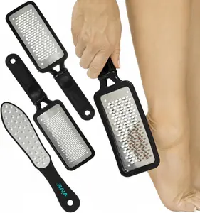 Foot File 3 Pack Stainless Steel Pedicure Set – Coarse/Medium/Fine Grit Callus Remover for Cracked Heels, Wet or Dry Use with Ergonomic Handles (Rust-Proof)