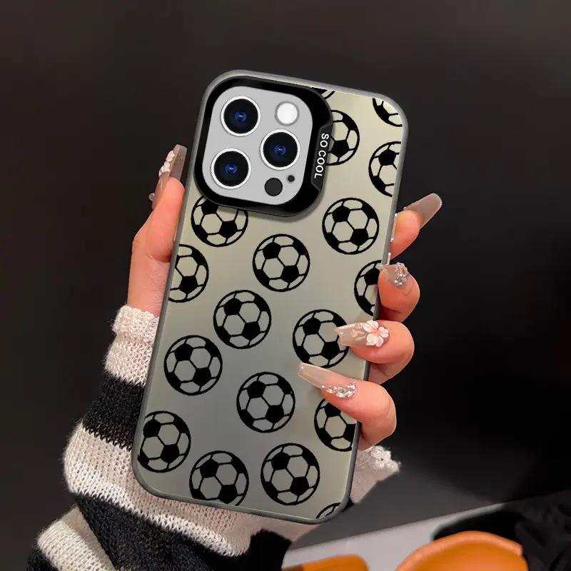 Laser Frosted Plastic-TPU Protective Smartphone Case - Black Creative Soccer Pattern, Compatible with iPhone 16,15,14,13,12,11,XS,XR,X,7,8,12/13 Mini-Plus-Pro Max,SE, Ideal Birthday Gift for Boyfriends/Girlfriends, Iphone 15