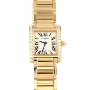 Pre-owned Cartier 18K Yellow Gold (Au750) Small Leather Goods Tank Francaise Au750 Ladies