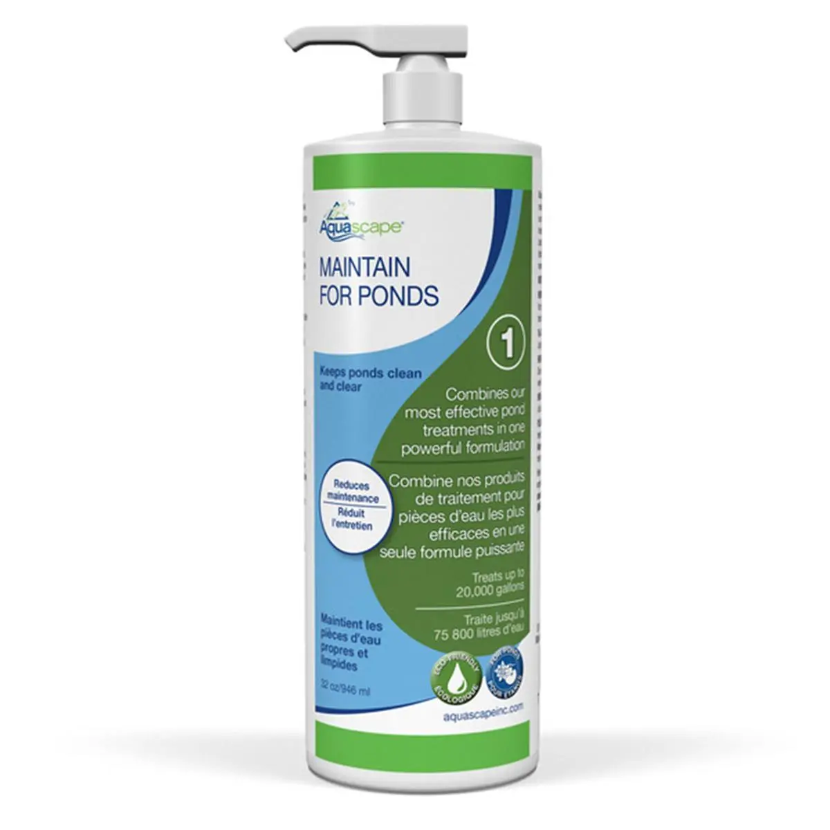 212 MAIN Pond Maintenance Solution, Easy Pump Bottle, 32 oz, Fish Safe, Maintenance-Free Aquascape Care Product