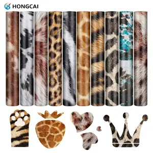 10 Piece Animal Fur Texture Heat Transfer Vinyl Sheets, 30cm X 25cm Paper, Includes Claw Prints & Giraffe Pattern, for T-Shirts, Bags, Hats, Pants, Crafts, DIY Material