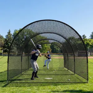 33ft Baseball Batting Cage with Frame and Net, 33 x 12 x 8 ft Practice Net for Batting and Pitching, Full Enclosure Training Cage for Baseball, Softball and Golf, for Backyard or Field