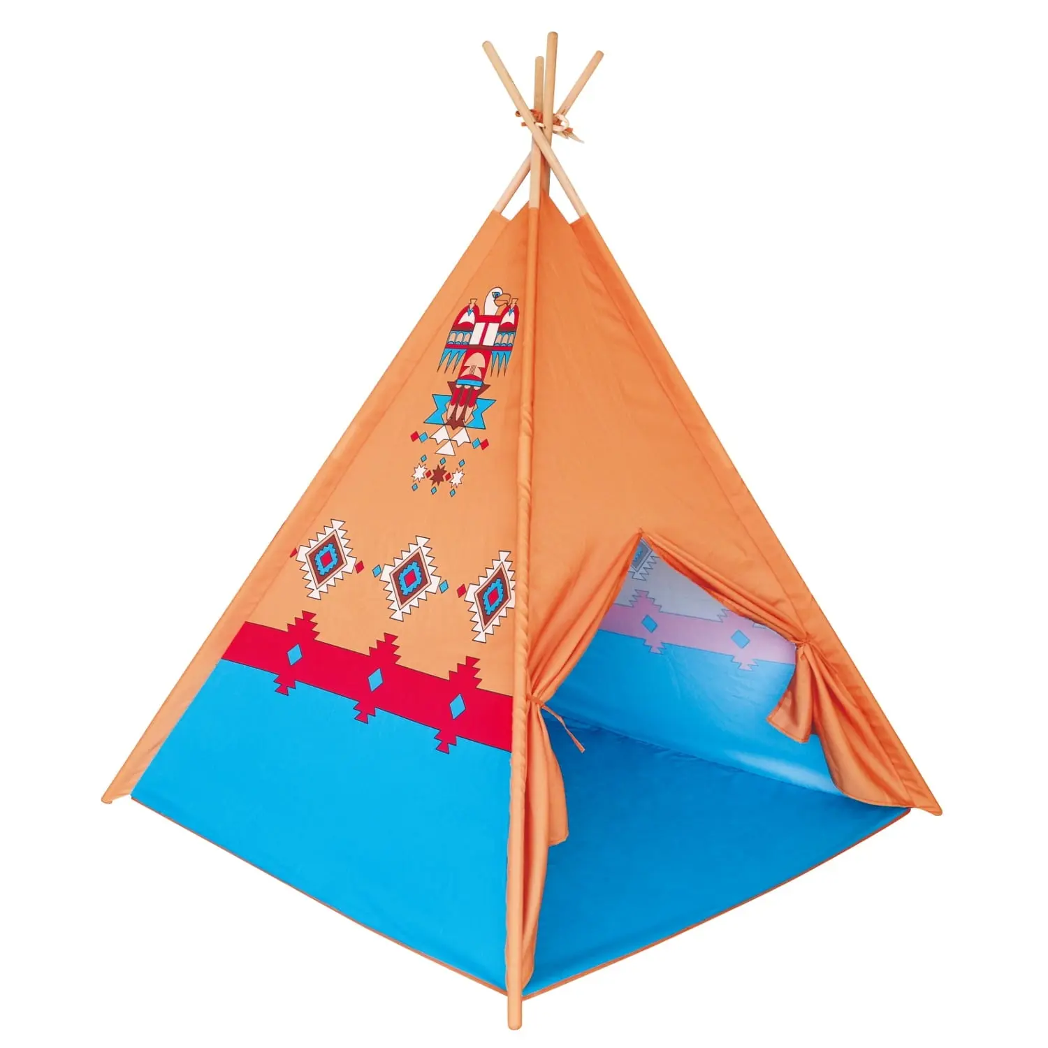 5 feet tall Eagle Teepee Indian Tribe Tent Canvas Finish with Wood Poles
