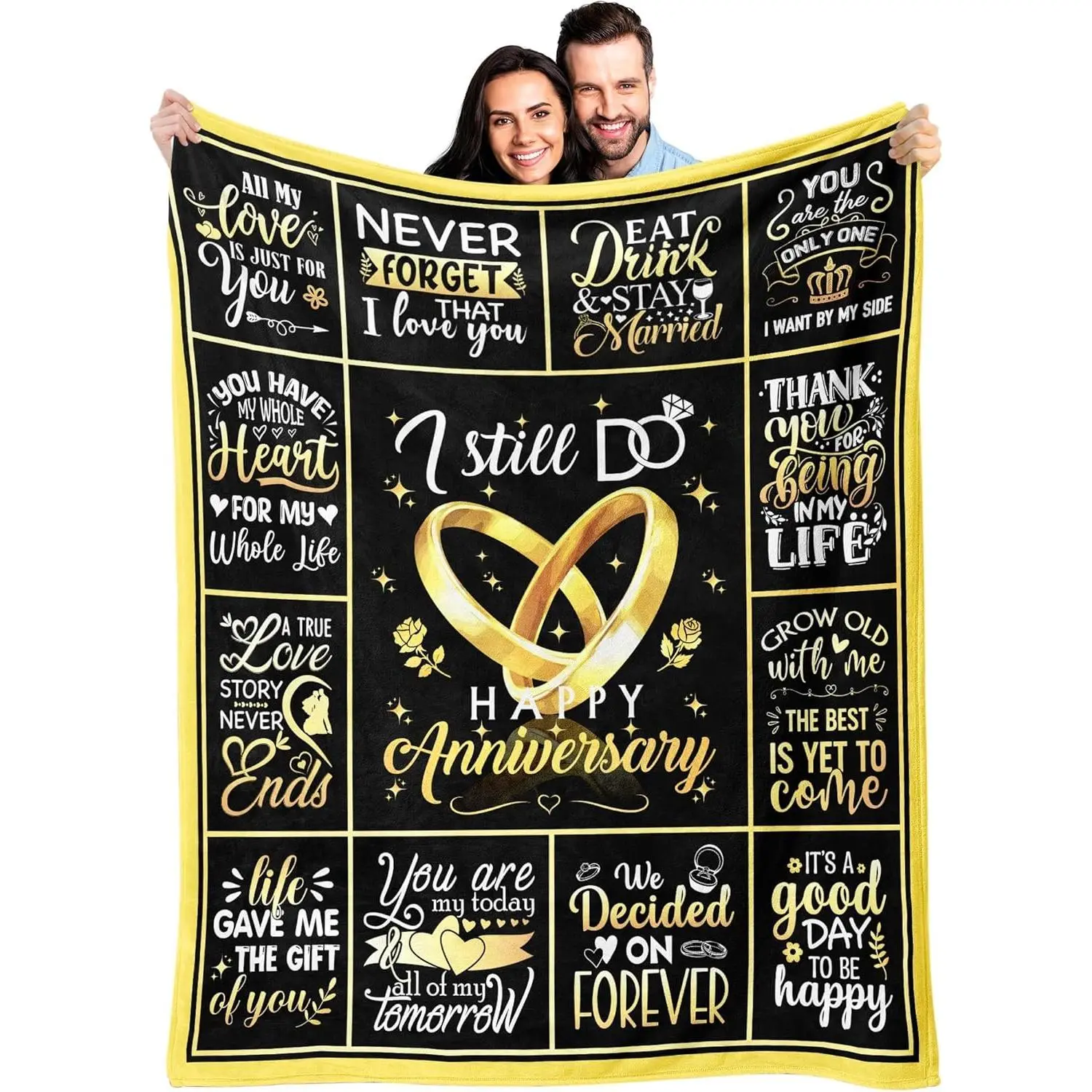 Anniversary Blanket Gifts for Women Men, Wedding Anniversary Blanket 50"x60" for Wife Husband Him Her, Girlfriend Boyfriend Happy Anniversary Blanket Gifts for Christmas Valentines
