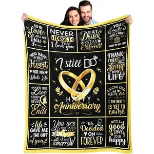 Anniversary Blanket Gifts for Women Men, Wedding Anniversary Blanket 50"x60" for Wife Husband Him Her, Girlfriend Boyfriend Happy Anniversary Blanket Gifts for Christmas Valentines