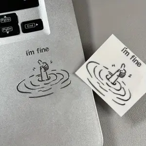 I'm Fine Funny Sarcastic Metal Sticker - Waterproof Glossy Paper Laptop Sticker, Humorous "I'm Fine" Design, Easy Peel and Stick DIY Tech Accessories