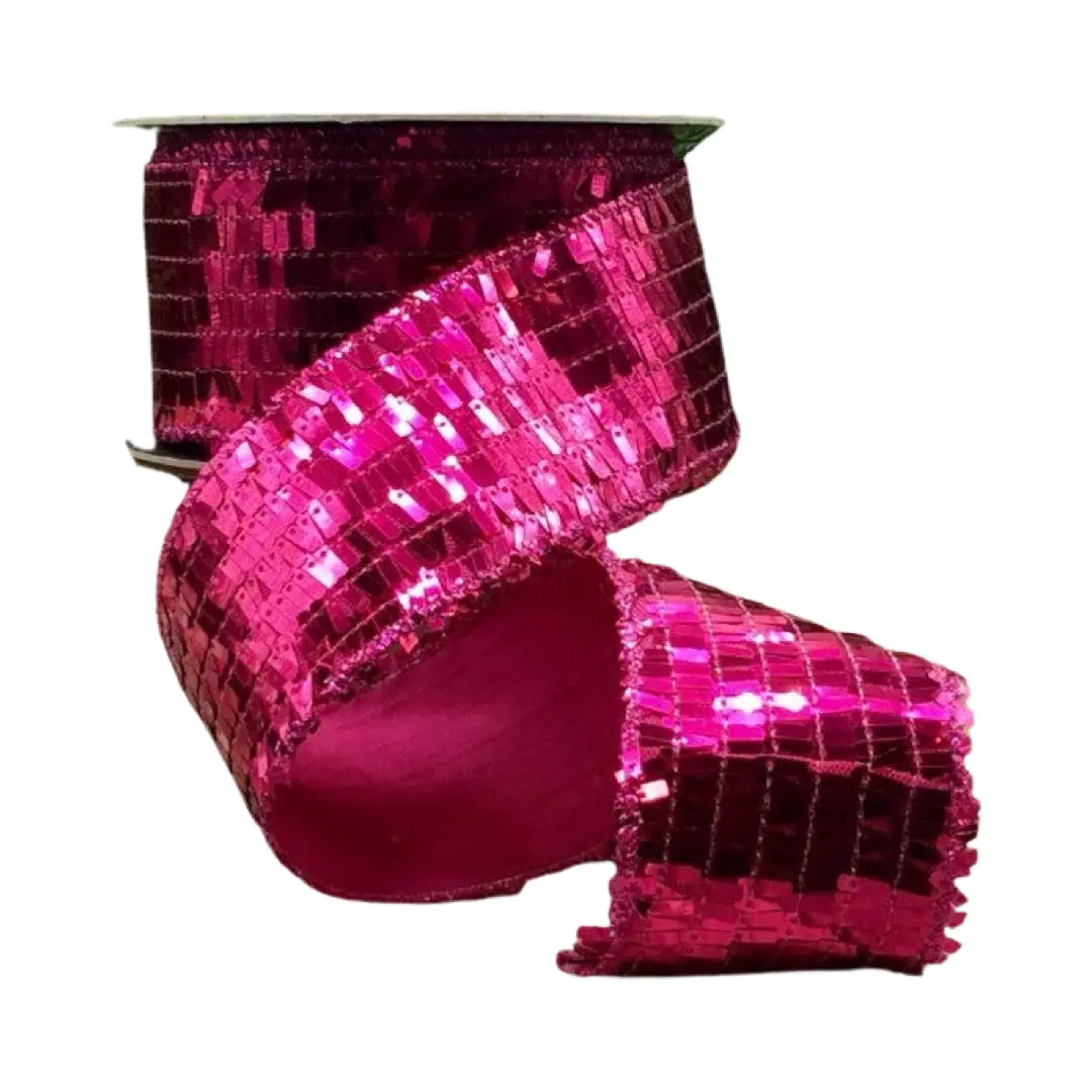 Sequin La Garconne Hot Pink Ribbon, 2.5" X 10YD