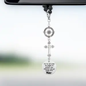 Cross for Car Mirror Hanging, Cross Car Charm, Rear View Mirror Car Charm, Rearview Mirror Hanging Accessories for Women, Car Charms for Rear View Mirror, Car Interior Decoration