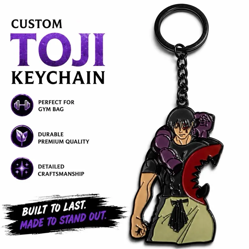 Toji Fushiguro "Sorcerer Killer" Hard Enamel Keychain, Durable Heavenly Restriction Collector's Edition, JJK Inspired Graphic Zinc Alloy Accessory for Gym Bag & Anime Fan, Keychain Decor, Edc Gear, Everyday Carry, Split Ring, Keychain For Bags, Keyrings