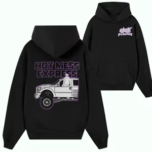 Dirty Diesel Supply Hot Mess Express Hoodie, Funny Girl Truck Graphic Pullover, Diesel Mechanic Streetwear for Women, Off-Road Pickup Lover Gift Outfit