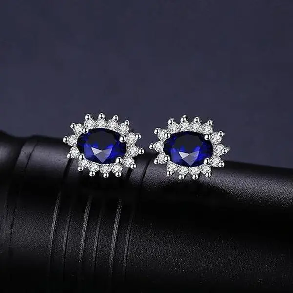 Middleton Class Gemstone Birthstone Sapphire Emerald Ruby Stud Earrings for Women, 14k Yellow Gold Plated 925 Sterling Silver Earrings for Women, Earings Set