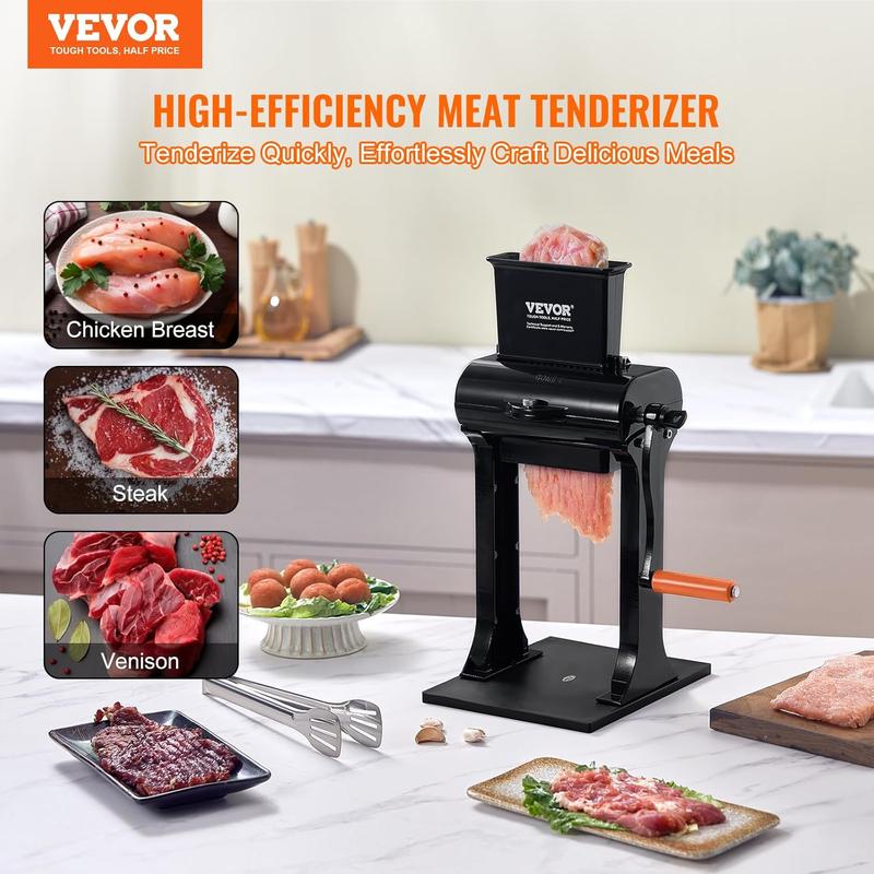 VEVOR Commercial Meat Tenderizer, Heavy Duty Stainless Steel Meat Tenderizer Machine, Quick and Easy Manual Operation Kitchen Tool, 5.8" Feed Port for Beef, Turkey, Chicken, Pork, Steak, and Fish Utensils