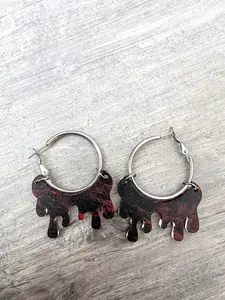 Blood Drip Dangling Interchangeable Hoop Earrings