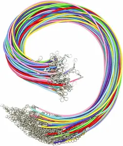 50 Pcs Waxed Necklace Cord with Clasp Necklace Cord Bulk for Jewelry Making Waxed Leather Cord Rope with a Lobster Claw Clasp Bracelet Chain Necklaces String Jewelry DIY Accessories (Assorted Colors)