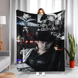 Alfredo Oliva Theme Blanket - Portrait Design, All-Season Soft Shawl, Suitable for Living Room, Bedroom, Theater - Luxury Home Decor Gift for Music Lovers , Modern Design, Durable and Comfortable Fabric