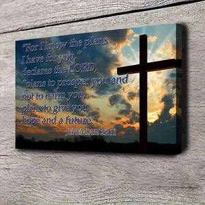 2D Flat, 2D Flat, 2D Flat Design, 1pc, Framed, Featuring The Motivational Bible Verse from Jeremiah 29:11. Perfect for Educational Environments And Rooms, Making It an Excellent Gift for Inspiration. Canvas Prints