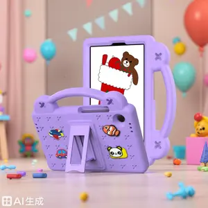 Shockproof & Portable Kids Case, Tablet Protective Cover for Galaxy Tab A11 2025 & A9 8.7 2023, All-in-One Handheld Handle Stand Cover with Cute Strawberry Panda Design