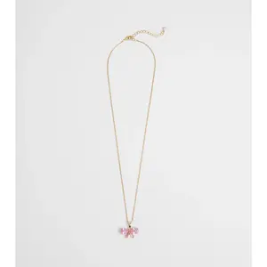 Dainty Glam Cubic Zirconia Bow Charm Necklace