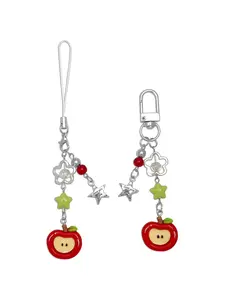 2PCS Cute Cellphone Charms Aesthetic Y2k Pink Guitar Strawberry Star Phone Straps Key Chains for Keys Bags Camera