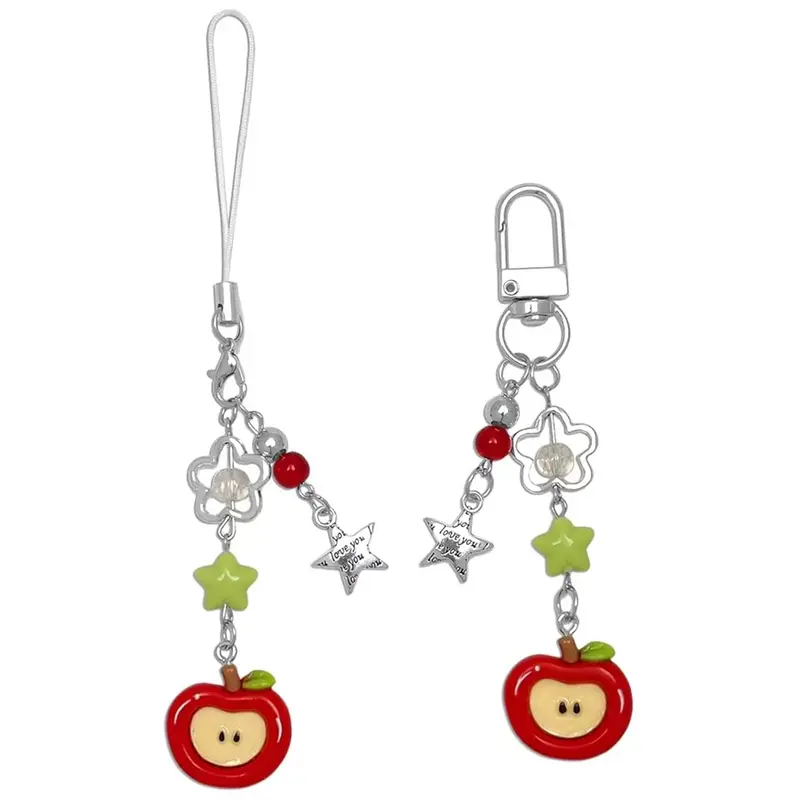 2PCS Cute Cellphone Charms Aesthetic Y2k Pink Guitar Strawberry Star Phone Straps Key Chains for Keys Bags Camera Phone Accessories Phone Decor Phone Ornament Phone Decoration