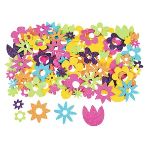 1 3/4" - 2" Bulk 500 Pc. Flower Glitter Self-Adhesive Shapes