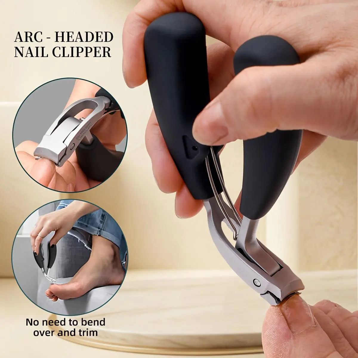 1Pcs Angled Head Toenail Clippers Professional Ingrown Toe Nail Clippers for Thick Nail Clippers with Catcher Pedicure Tools