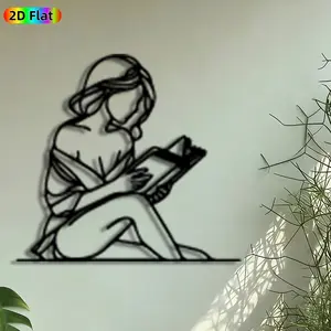 1pc Reading Woman Silhouette Metal Wall Art, Reading Lady Statue Mural, Artistic Metalwork, Intricate Craftsmanship, Perfect for Valentines Day, Anniversary Decor, Perfect for Bedroom Living Room Study Decor, Ideal Gift for Book Lovers, Decoration