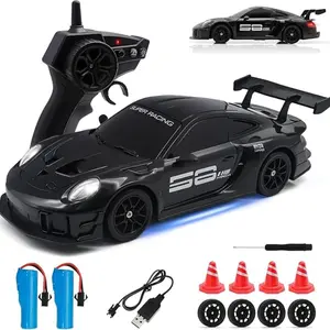 RC Drift Car, 1:24 4wd Remote Control Car with LED Light, 2.4GHz 20km/h High Speed, Two Batteries Included, Racing Sport Toy for Adults .Remote control requires 2 AA batteries to be prepared by yourself