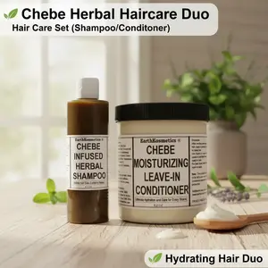 Chebe Herbal Haircare Duo - Herbal Moisturizing Shampoo & Chebe Moisturizing Leave-In Conditioner for Scalp Care & Hair Growth