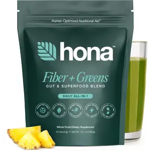 HONA Fiber + Greens | Supports digestion, gut health & energy | Superfood fiber powder with probiotics, chlorophyll & greens, 30 servings