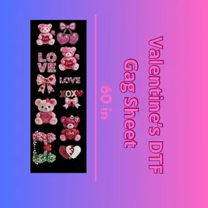Valentine’s Day DTF Gag Sheet – Glitter Teddy Bear Designs