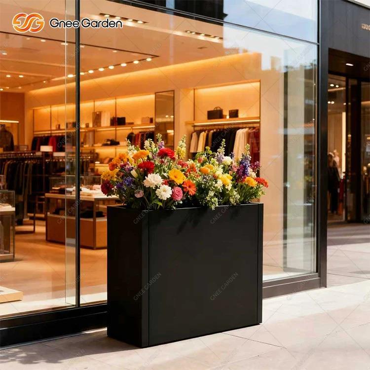 114 L Wholesale Black Galvanized Steel Planter Outdoor Flower Box Eco-Friendly Home & Garden Centers Bulk Supply