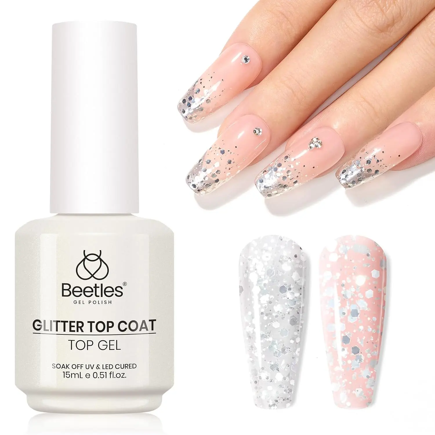 15ML Silver Glitter Sequins Top Coat