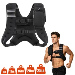 Weighted Vest 8lbs 12lbs 16lbs 20lbs 25lbs Even Load Balance Running Vest Reflective Strip, Dual Adjust Buckles Workout Equipment Home Fitness Strength Train
