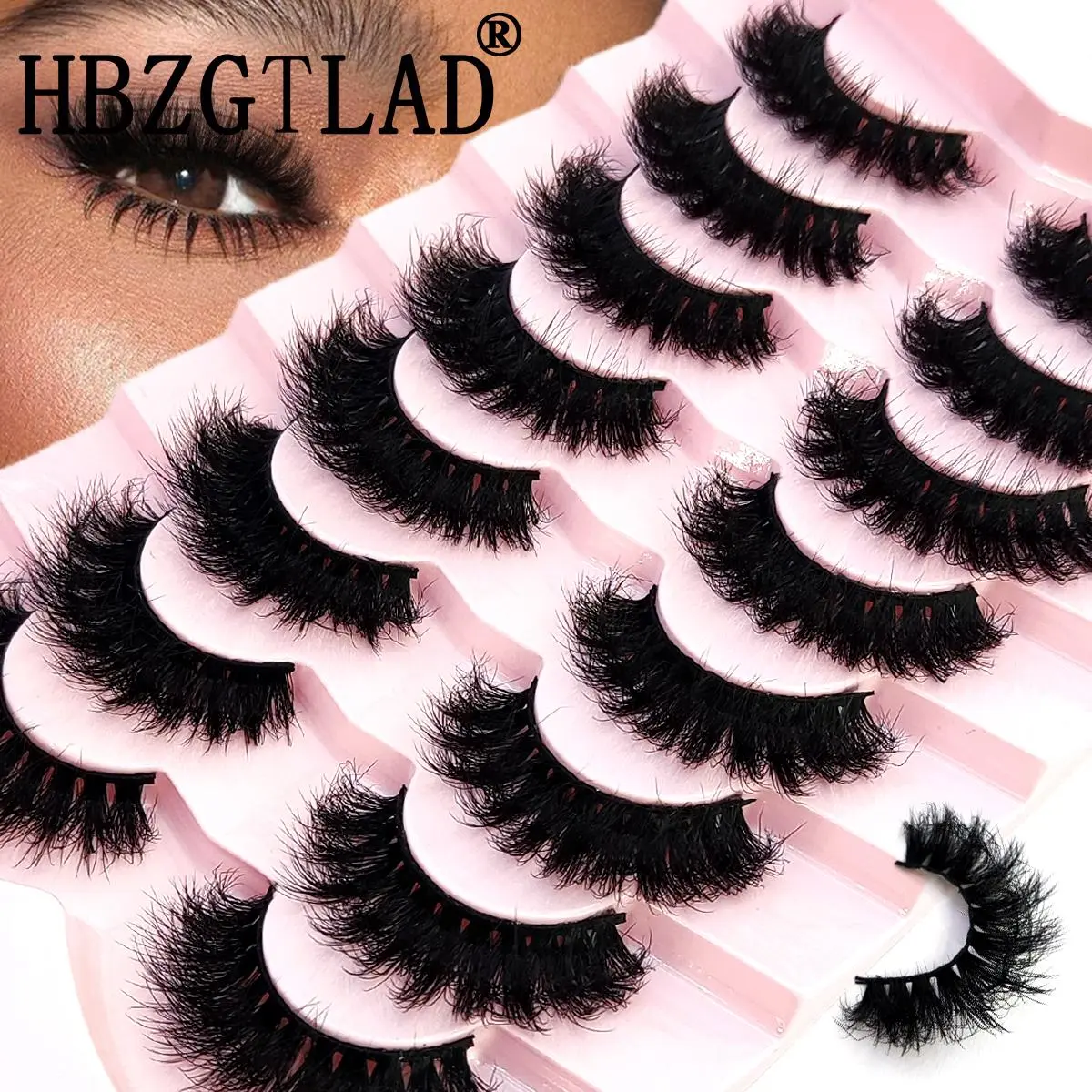 HBZGTLAD 5/8 Pairs of Natural Russian Striped Mink Lashes 3D False Lashes Volume Wavy False Lashes Eyelash Extensions Makeup 2026 New