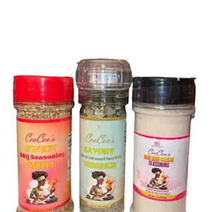 CeeCee Spices Combo Pack of Flavor - Sweet BBQ Seasoning, Savory Flavor Infused, Cheese & Spicy Seasoning in Glass Containers