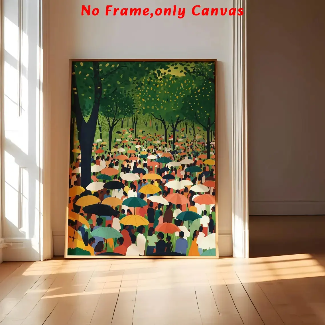 1 pc, wall art, vintage poster, black art print, man with umbrella in Forest Scene canvas painting, living room aesthetic, bedroom decor, apartment decor, housewarming gift, unframed