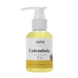 Sapo All Natural Calendula Face Cleanser - Hydrating Creamy Facial Wash with Hyaluronic Acid, Coconut Oil & Glycerin - Calming, Moisturizing & Vegan For Dry, Oily, Sensitive or Irritated Skin - 4 oz