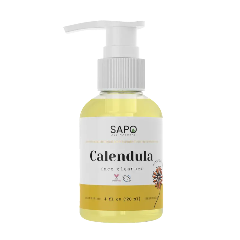 Sapo All Natural Calendula Face Cleanser - Hydrating Creamy Facial Wash with Hyaluronic Acid, Coconut Oil & Glycerin - Calming, Moisturizing & Vegan For Dry, Oily, Sensitive or Irritated Skin - 4 oz
