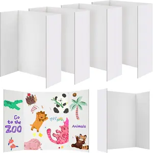 6 Per Pack Trifold Poster Board, 24" x 16" Inch White Cardboard Sheets for School Projects, Science Fair, Business Events