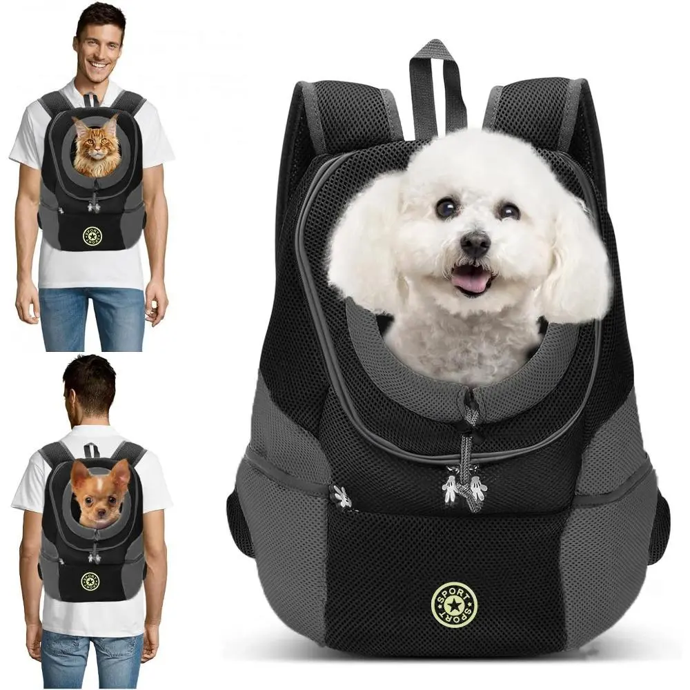 Pet Dog Carrier Backpack, Animal Carrier, Adjustable Breathable Dog Carrying Backpack with Safety Straps for Outdoor Hiking, Dog & Cat Accessories for Hiking Camping Travel