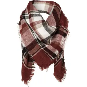 Warm Stylish Elegant  Style Color Blocking Plaid Shawl Blanket Scarf
