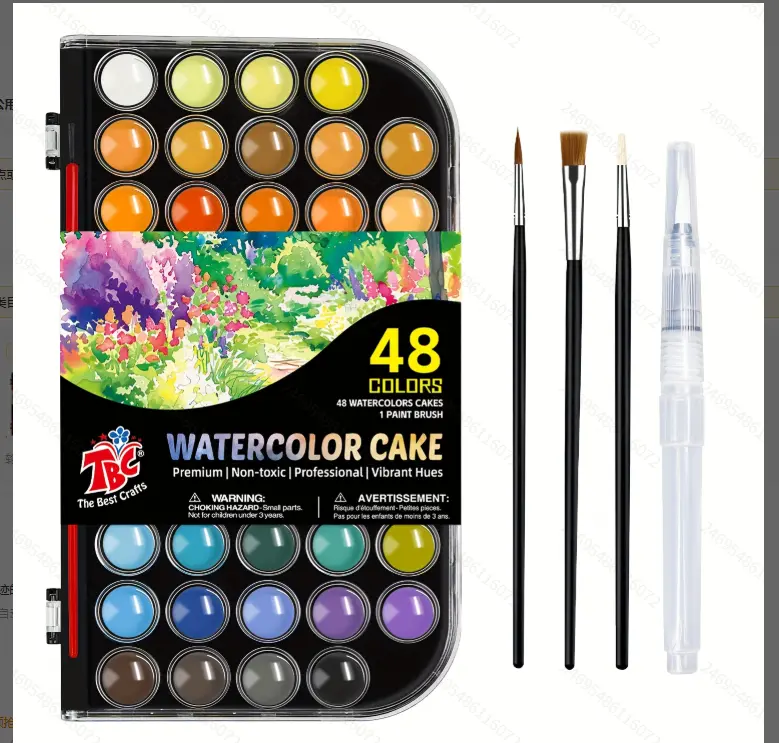 TBC The Best Crafts Watercolor Paint Set, 48 Watercolors, Travel Watercolor Set, Lightweight Portable Paint Box, Watercolor Box for Children, Students, Beginners, Artists, Hobby Painters in Painting,summerwins