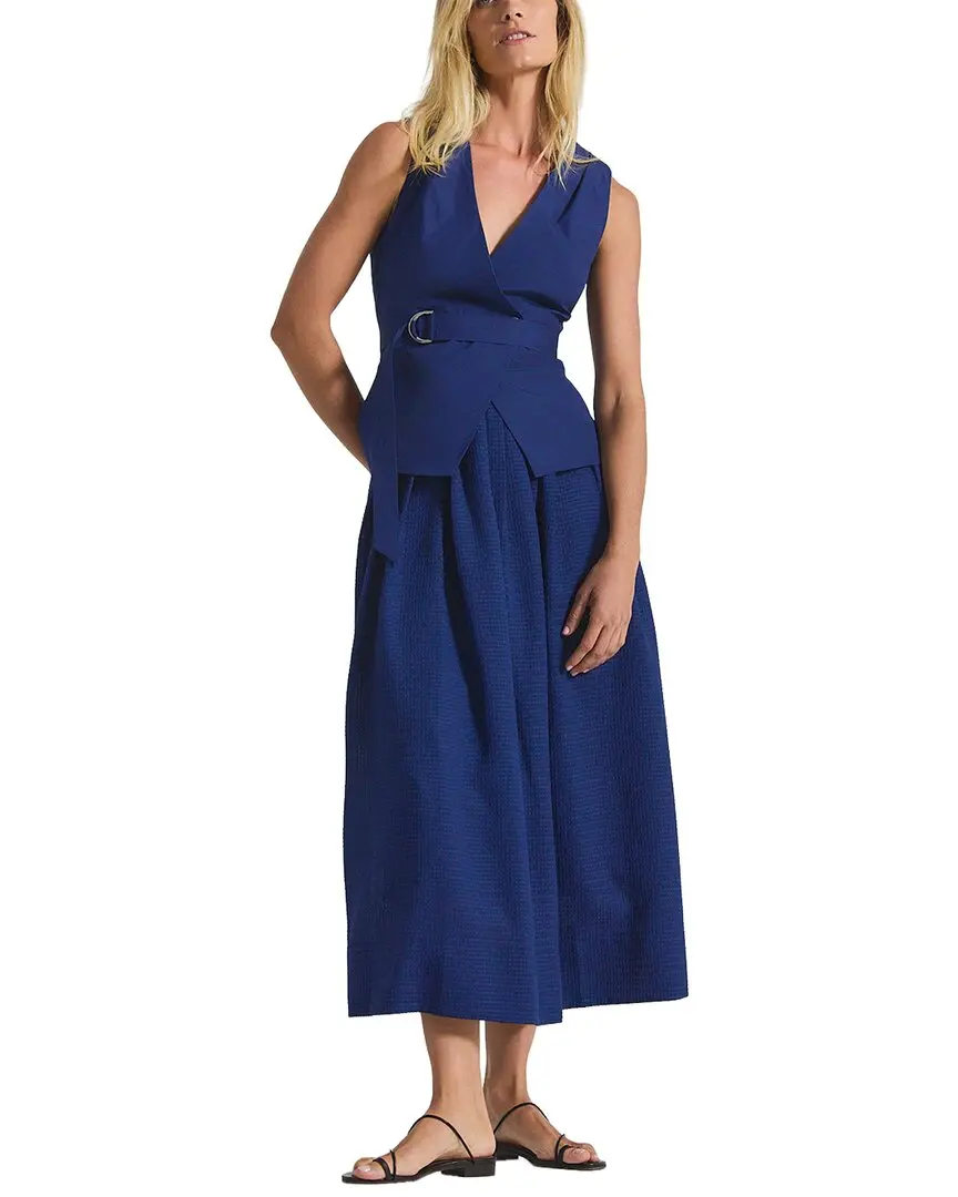 Derek Lam 10 Crosby Annika Mixed Media Mini Grid Georgette Dress